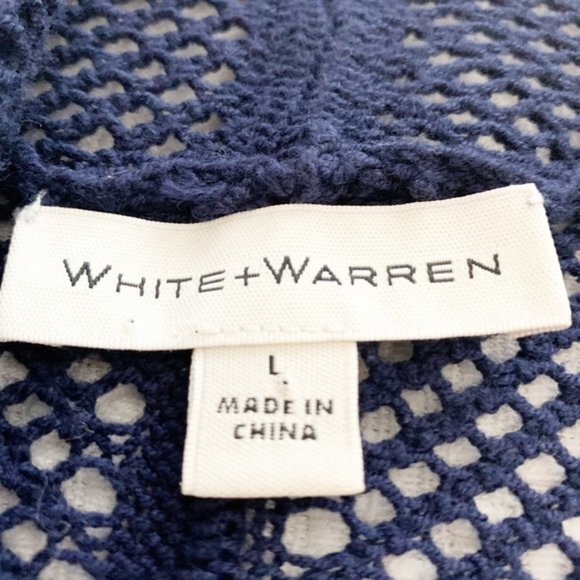 White + Warren Hooded Mesh Knit Cardigan Sweater - Picture 3 of 8